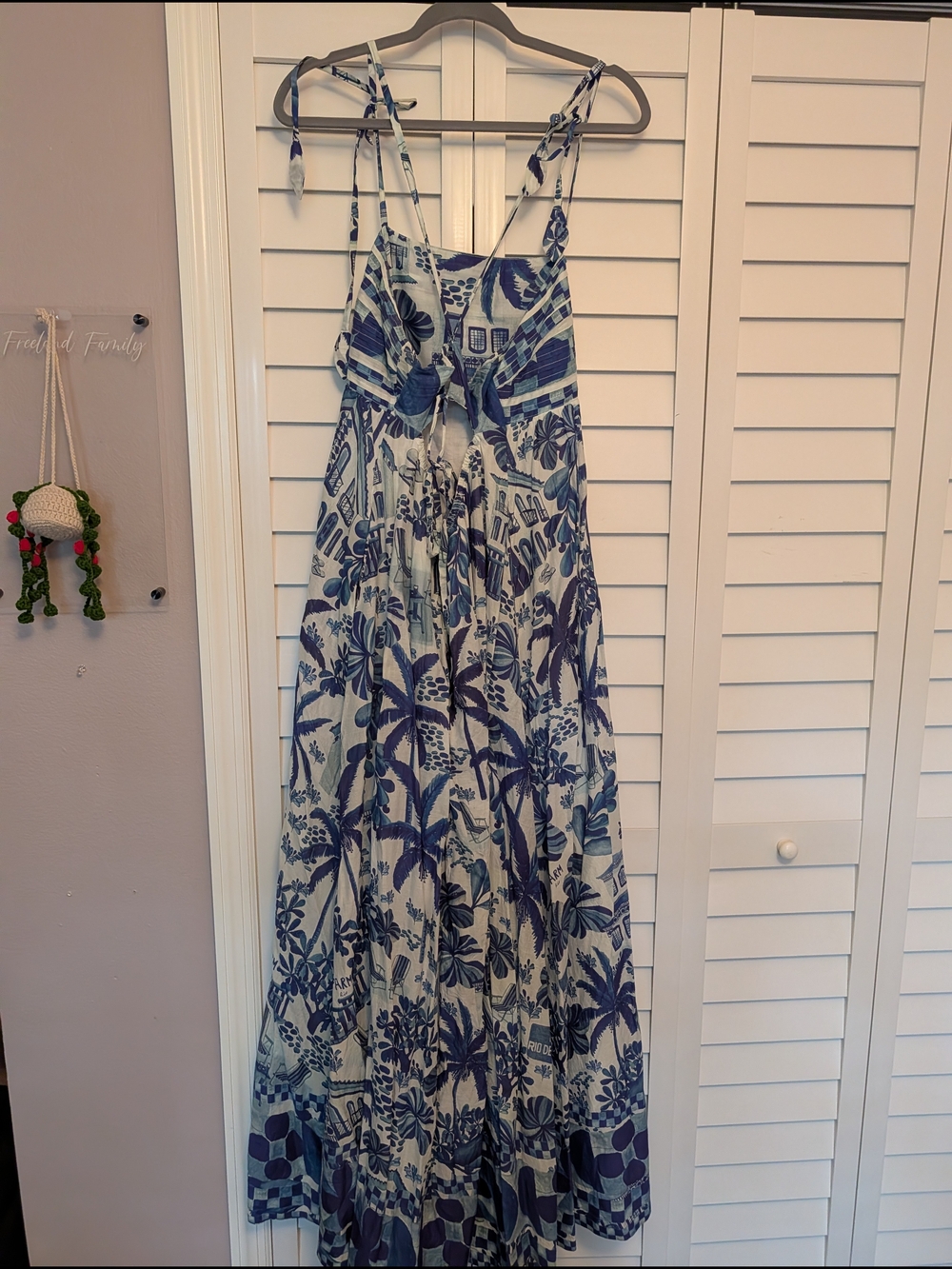 Blue Printed Tie-Strap Maxi Dress - Picture 13 of 16